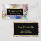 Elegant Glitter Waterverf Marble Gold Foil Visitekaartje (Voorkant / Achterkant)