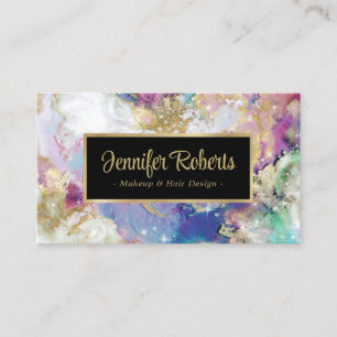 Elegant Glitter Waterverf Marble Gold Foil Visitekaartje
