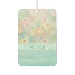 Elegant Glitter Waterverf Name Floral Car Luchtverfrisser