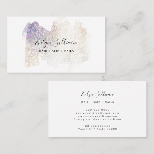 elegant glitter waterverf visitekaartje (Voorkant / Achterkant)