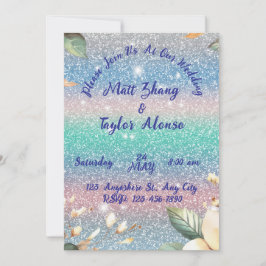 Elegant Glitter Wedding Invitation Feestdagenkaart