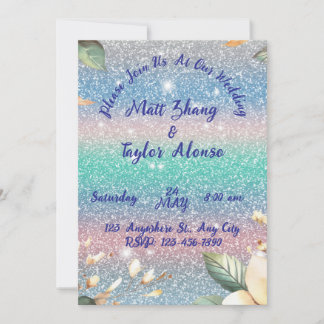 Elegant Glitter Wedding Invitation Feestdagenkaart