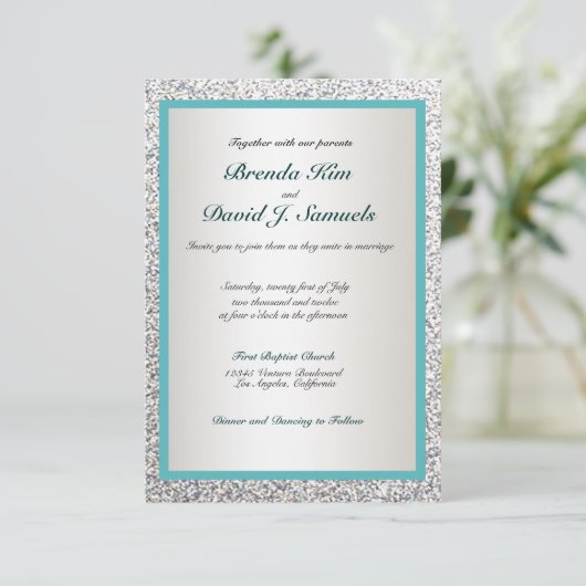 Elegant Glitter Wedding Invitation Kaart (Staand voorkant)