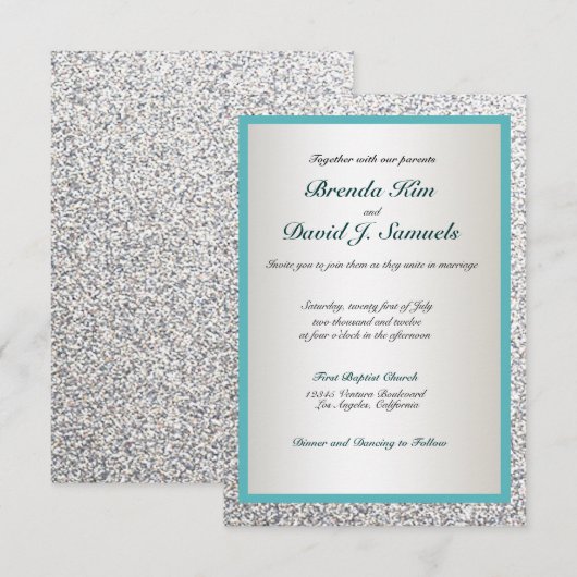Elegant Glitter Wedding Invitation Kaart (Voorkant / Achterkant)
