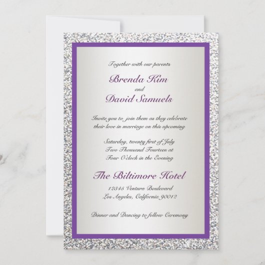 Elegant Glitter Wedding Invitation Kaart (Voorkant)