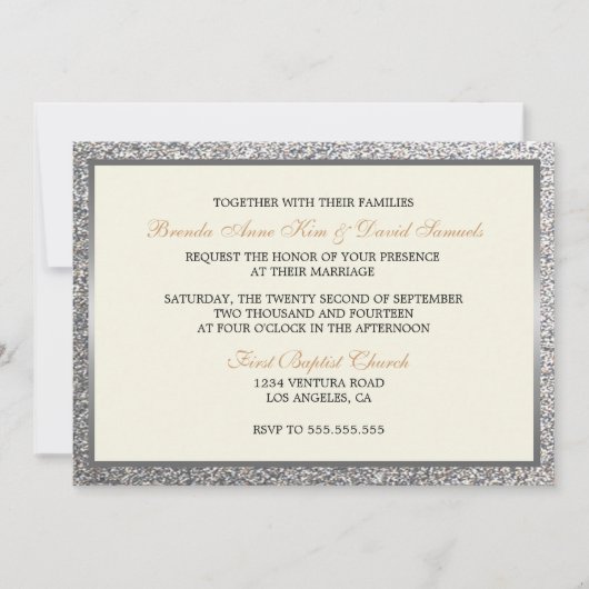 Elegant Glitter Wedding Invitation Kaart (Voorkant)