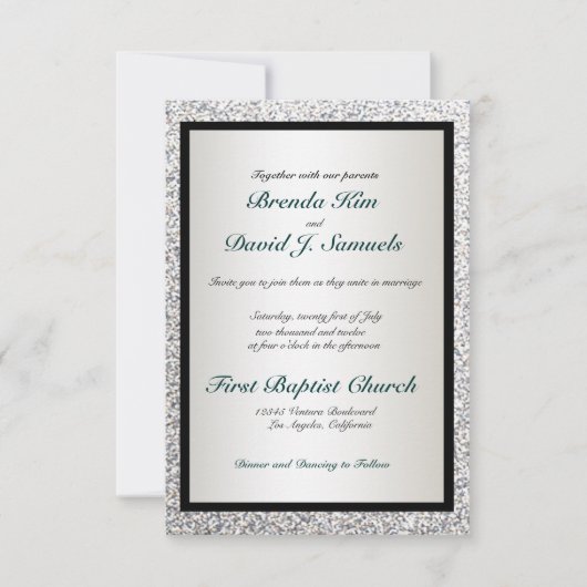 Elegant Glitter Wedding Invitation Kaart (Voorkant)