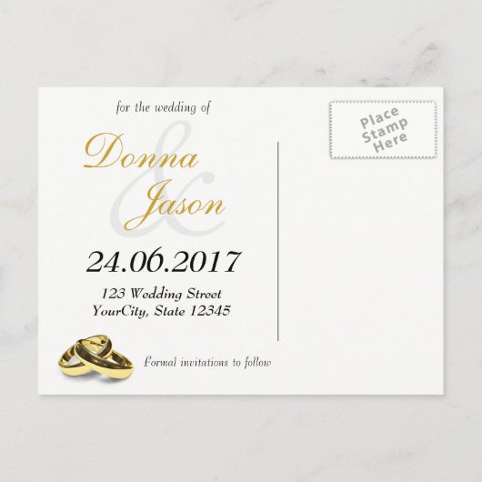 Elegant Glitter Wedding Rings sparen de Kaart van  (Achterkant)