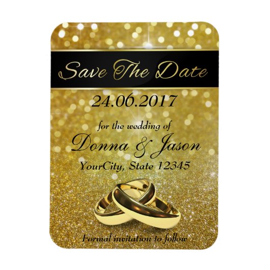 Elegant Glitter Wedding Rings sparen de Magnet van Magneet (Verticaal)