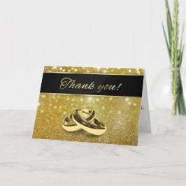 Elegant Glitter Wedding Rings - Thank You Card Bedankkaart