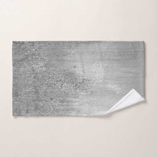 Elegant Glitter Zilver met Zwart Bad Handdoek (Handdoek)