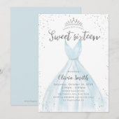 Elegant glitter zilverblauw dress zoet 16 in kaart (Voorkant / Achterkant)