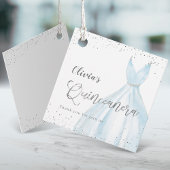 Elegant glitter zilverblauw quinceañera bedankjes labels
