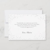 Elegant glitter zilverblauw quinceañera bedankkaart (Achterkant)