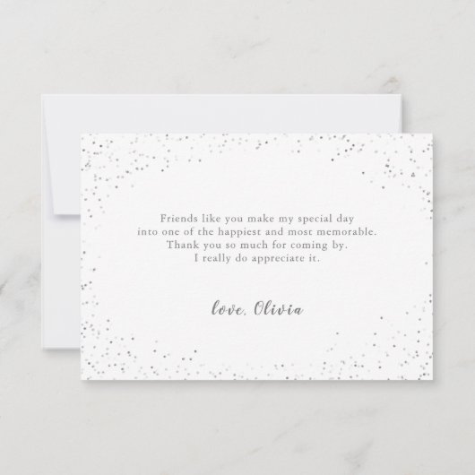 Elegant glitter zilverblauw quinceañera bedankkaart (Achterkant)