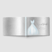 Elegant glitter zilverblauw quinceañera gastenboek (Volledig)