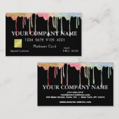 Elegant Glitter Zwart Credit Kaart Visitekaartje (Voorkant / Achterkant)