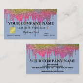 Elegant Glitter Zwart Credit Kaart Visitekaartje (Voorkant / Achterkant)