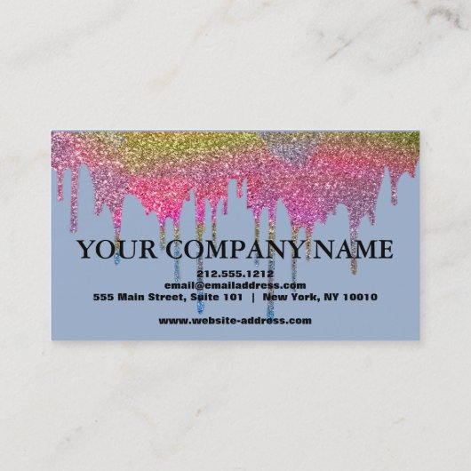 Elegant Glitter Zwart Credit Kaart Visitekaartje (Achterkant)