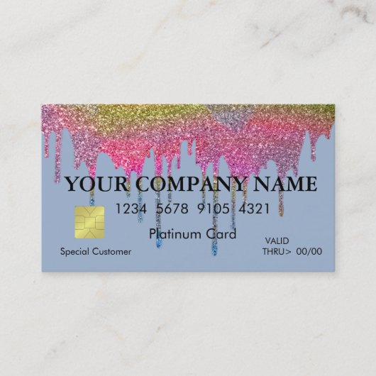 Elegant Glitter Zwart Credit Kaart Visitekaartje (Voorkant)