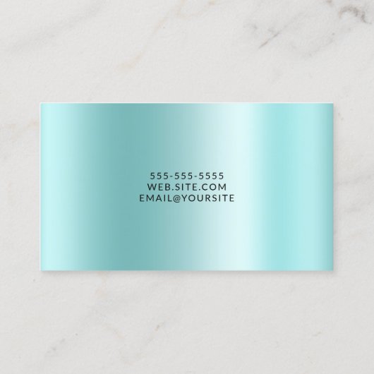 Elegant Glitterig Bord Turquoise Ombre Visitekaartje (Achterkant)