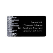 Elegant Glittery Black/Silver Glamor Etiket (Voorkant)