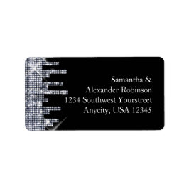 Elegant Glittery Black/Silver Glamor Etiket