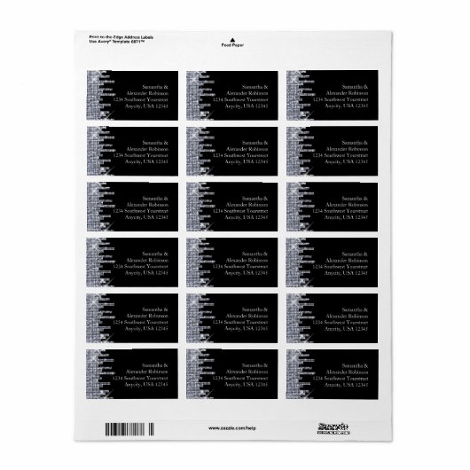 Elegant Glittery Black/Silver Glamor Etiket (Full Sheet)