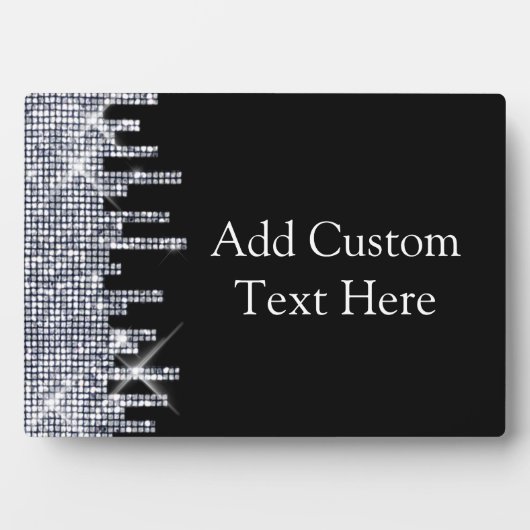 Elegant Glittery Black/Silver Glamor Fotoplaat (voorkant)