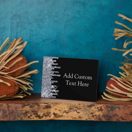 Elegant Glittery Black/Silver Glamor Fotoplaat (Zijkant)