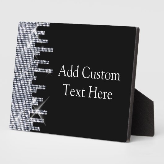 Elegant Glittery Black/Silver Glamor Fotoplaat (Zijkant)