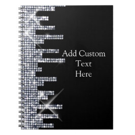 Elegant Glittery Black/Silver Glamor Notitieboek