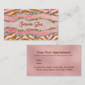 Elegant glittery blush roos animal print monogram afsprakenkaartje (Voorkant / Achterkant)