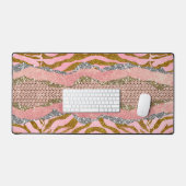 Elegant glittery blush roos animal print monogram bureaumat (Keyboard & Muis)