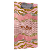 Elegant glittery blush roos animal print monogram klembord (Rechts)