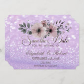 Elegant Glittery Bokeh Floral slaat de datum op Save The Date (Voorkant / Achterkant)