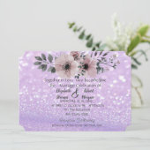 Elegant Glittery Bokeh Floral Wedding Invitation Kaart (Staand voorkant)