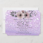 Elegant Glittery Bokeh Floral Wedding Invitation Kaart (Voorkant)