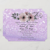 Elegant Glittery Bokeh Floral Wedding Invitation Kaart (Voorkant / Achterkant)