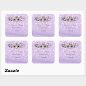 Elegant Glittery Bokeh Floral Wedding Vierkante Sticker (Vel)