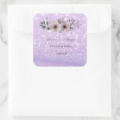 Elegant Glittery Bokeh Floral Wedding Vierkante Sticker (Tas)