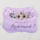 Elegant Glittery Bokeh, Flowers Bridesmaid Kaart (Voorkant / Achterkant)