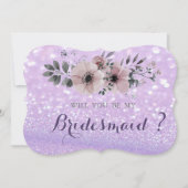 Elegant Glittery Bokeh, Flowers Bridesmaid Kaart (Voorkant)