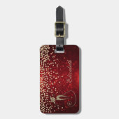Elegant Glittery Bokeh Folie Confetty Diamond,Cat Bagagelabel (Voorkant verticaal)