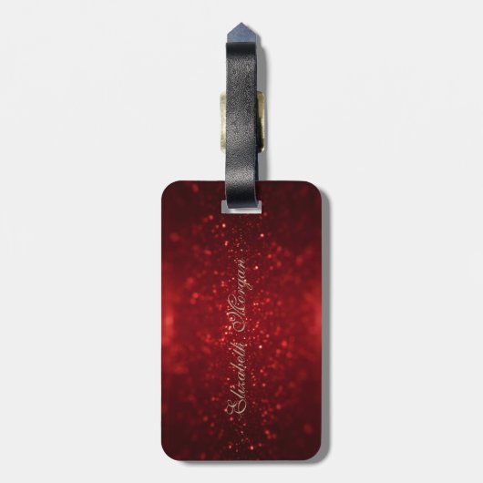 Elegant Glittery Bokeh Folie Confetty Diamond,Cat Bagagelabel (Achterkant verticaal)