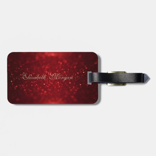 Elegant Glittery Bokeh Folie Confetty Diamond,Cat Bagagelabel (Achterkant horizontaal)