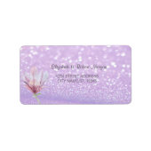 Elegant Glittery Bokeh, Magnolia Wedding Label (Voorkant)