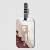 Elegant Glittery Bokeh Ombre, Burgundy Marble Bagagelabel (Voorkant (verticaal))
