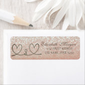 Elegant Glittery Bokeh, Rope Hearts-adreslabel Etiket (Insitu)