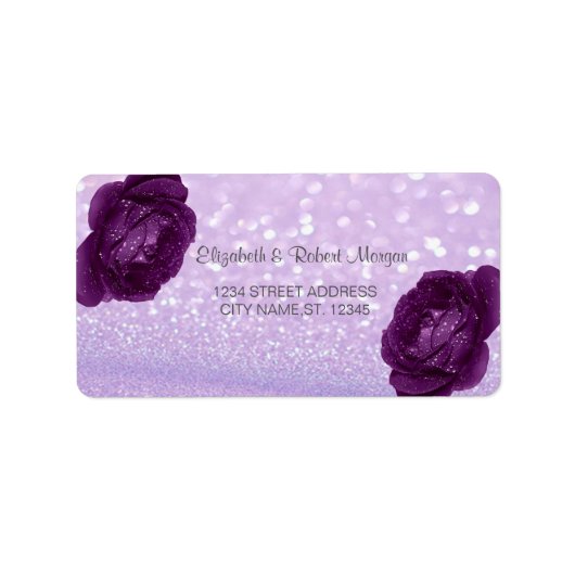 Elegant Glittery Bokeh, Rozen Weddenschap Label (Voorkant)